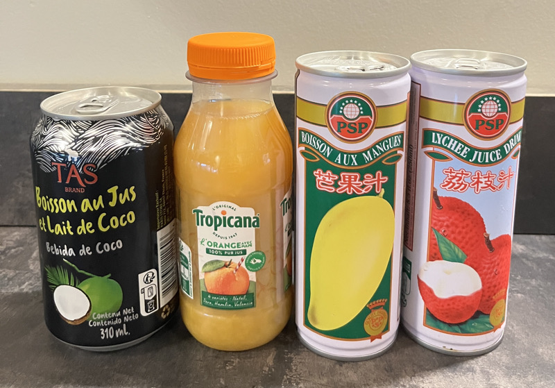 Jus de fruit ( litchis,coco…)