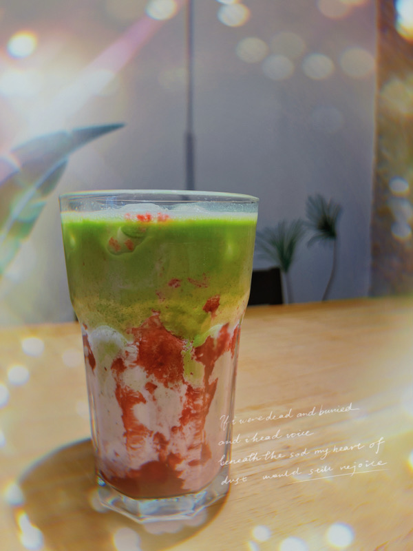 Signature 🍵 Ice Matcha latte framboise Tianmu ❤️树莓冰抹茶拿铁