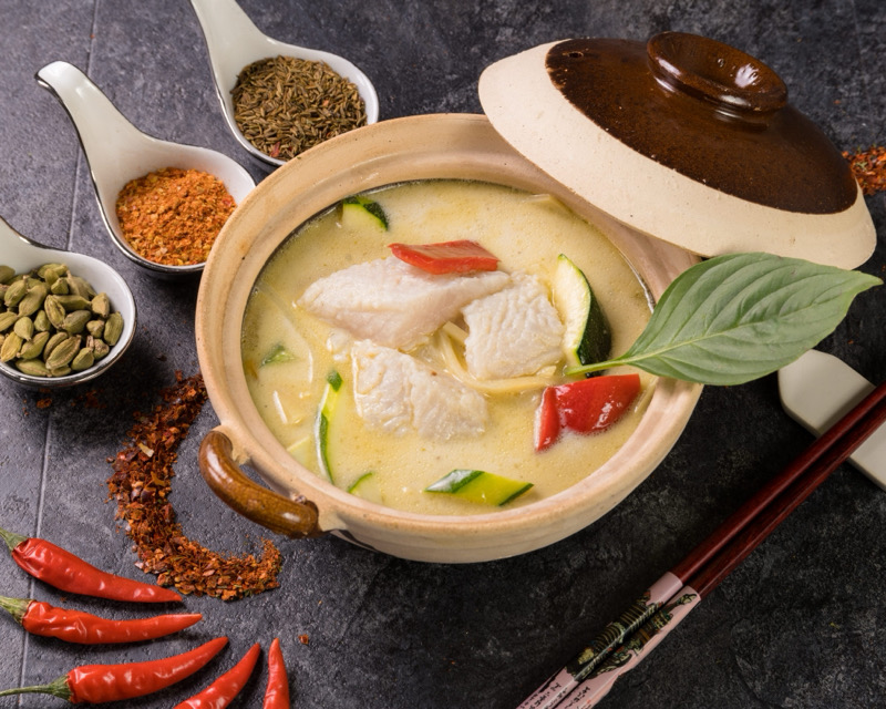 65. Poisson au curry vert avec du lait de coco (sans riz)