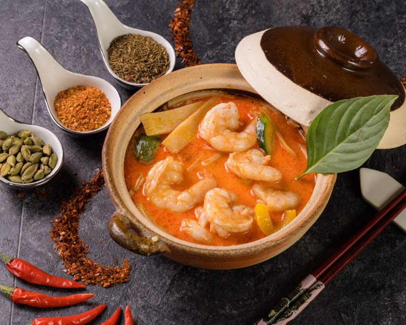 62. Crevettes au curry rouge (sans riz)