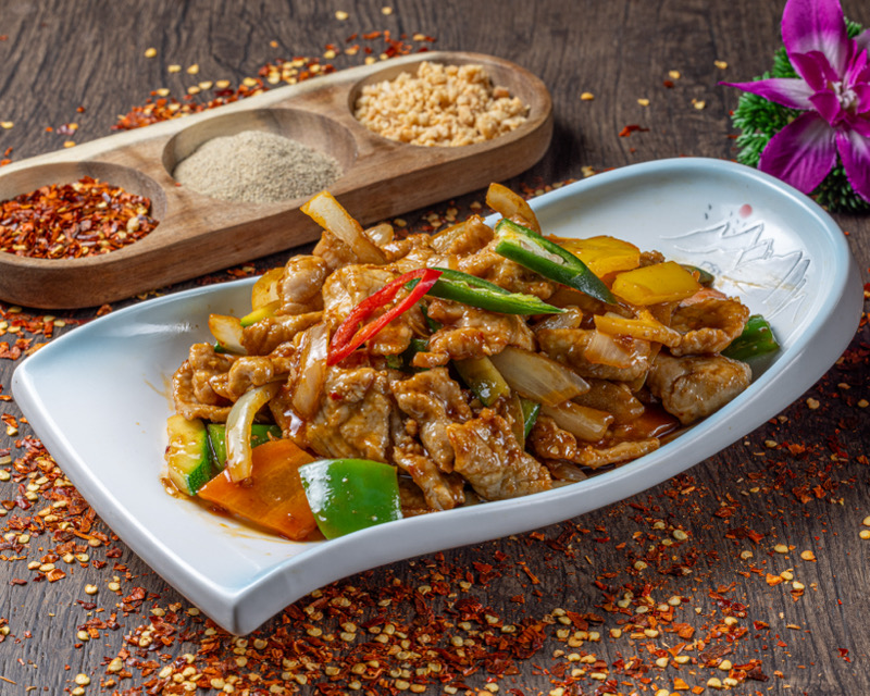 55.porc sauté aux poivrons ( sans riz )