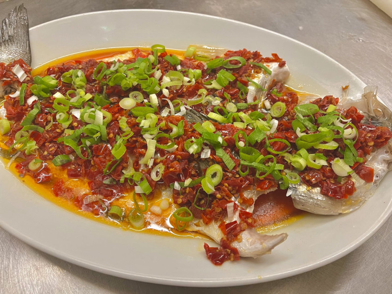 sp24 剁椒蒸鲈鱼 bar à la vapeur et aux piments hachés