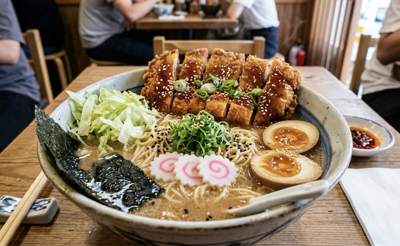 124. RAMEN CON POLLO FRITTO E TERIYAKI 炸鸡拉面 