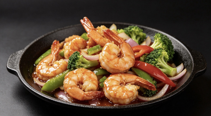 89. Gambas con verduras