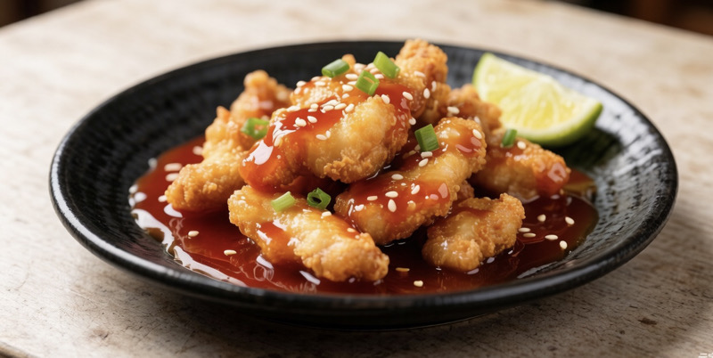 93.Pollo frito con salsa agridulce