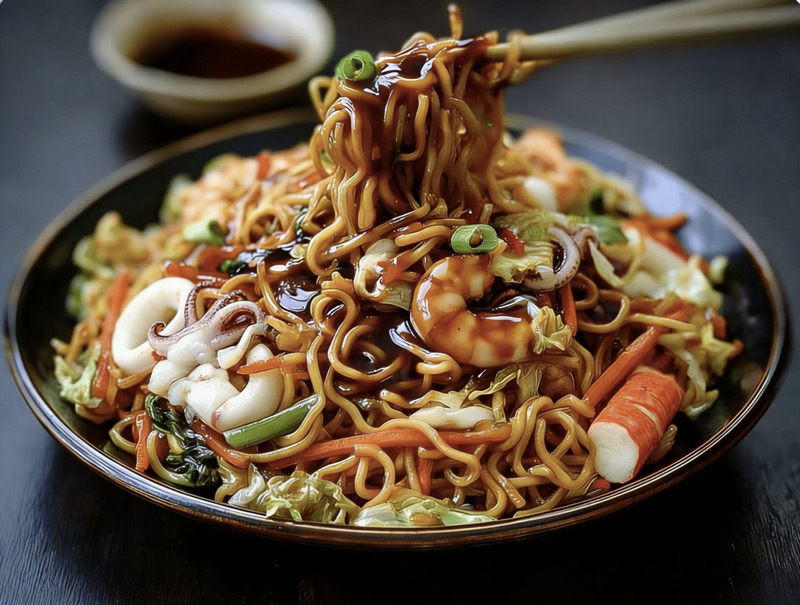 8B. Tallarines Marisco y verduras