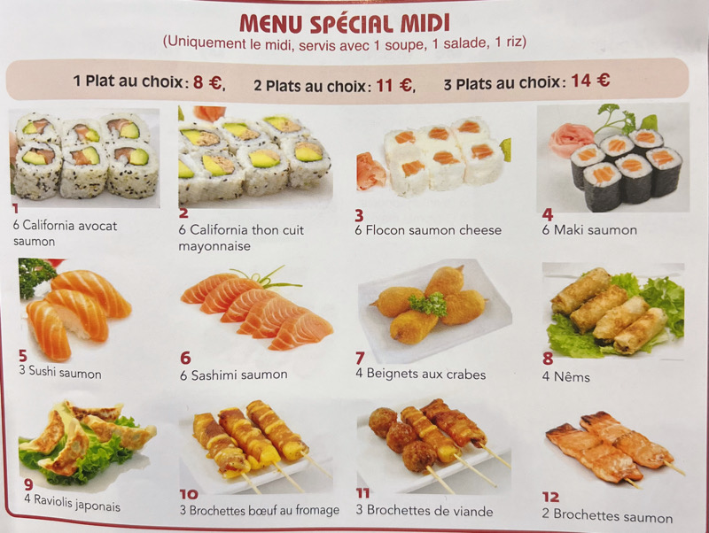 MENU SPÉCIAL MIDI