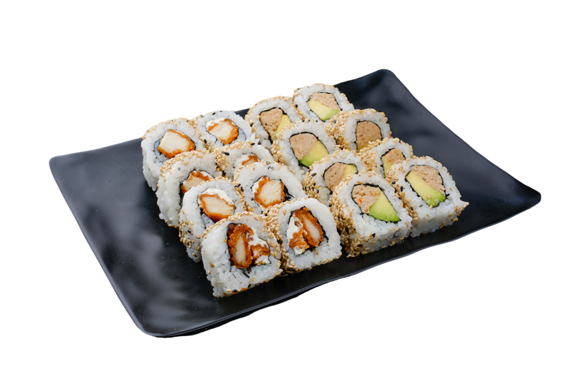 PL24. 8 California avocat thon cuit épicé ,8 California poulet cheese