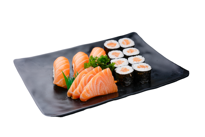 PL8. 8 Maki saumon, 3 sashimi saumon, 3 sushi saumon