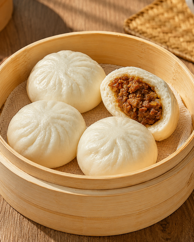 132.Bao maison au porc braisé(4pcs)自制酱肉包（4个）