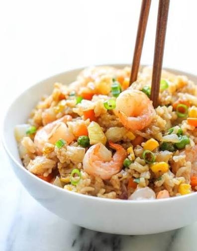 虾仁炒饭 - Riz sautées aux Crevette 