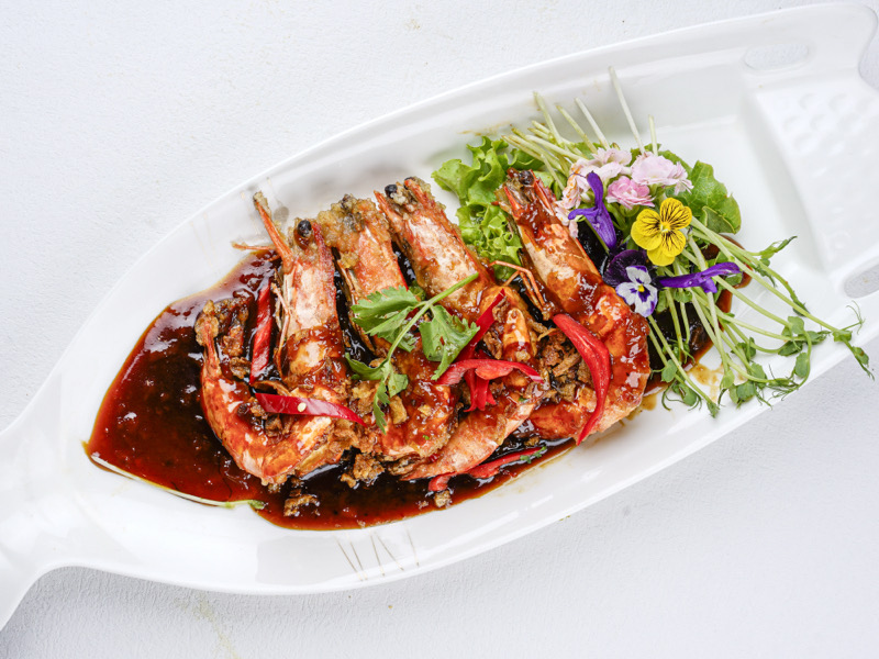 63. Gambas frites à la sauce tamarin