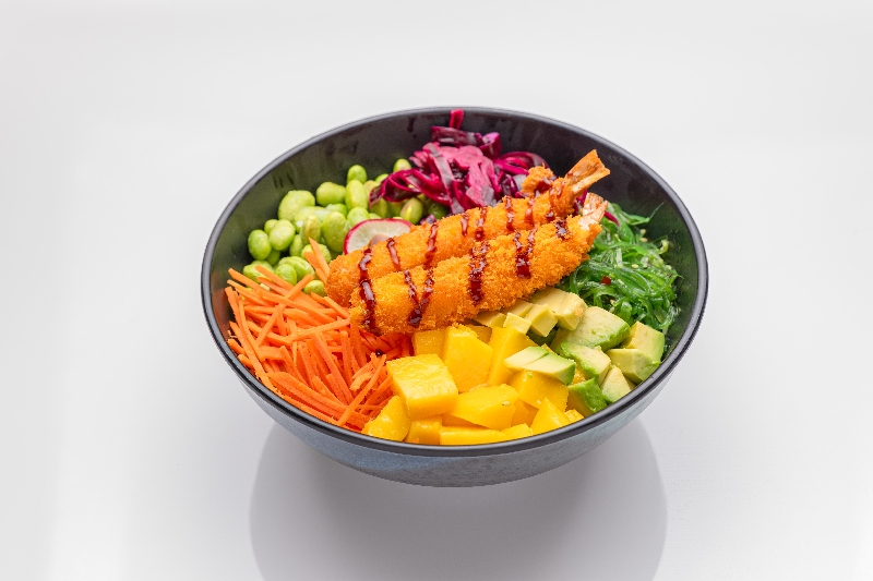 pokebowl tempura crevette